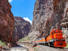 train ride through the mountains in colorado